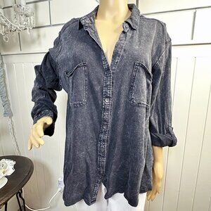 Rock & Republic Washed Out Black Button Up Shirt  XXL - Runs Small